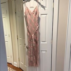 Plaid Pink and Beige Spaghetti Strap Dress Sendress